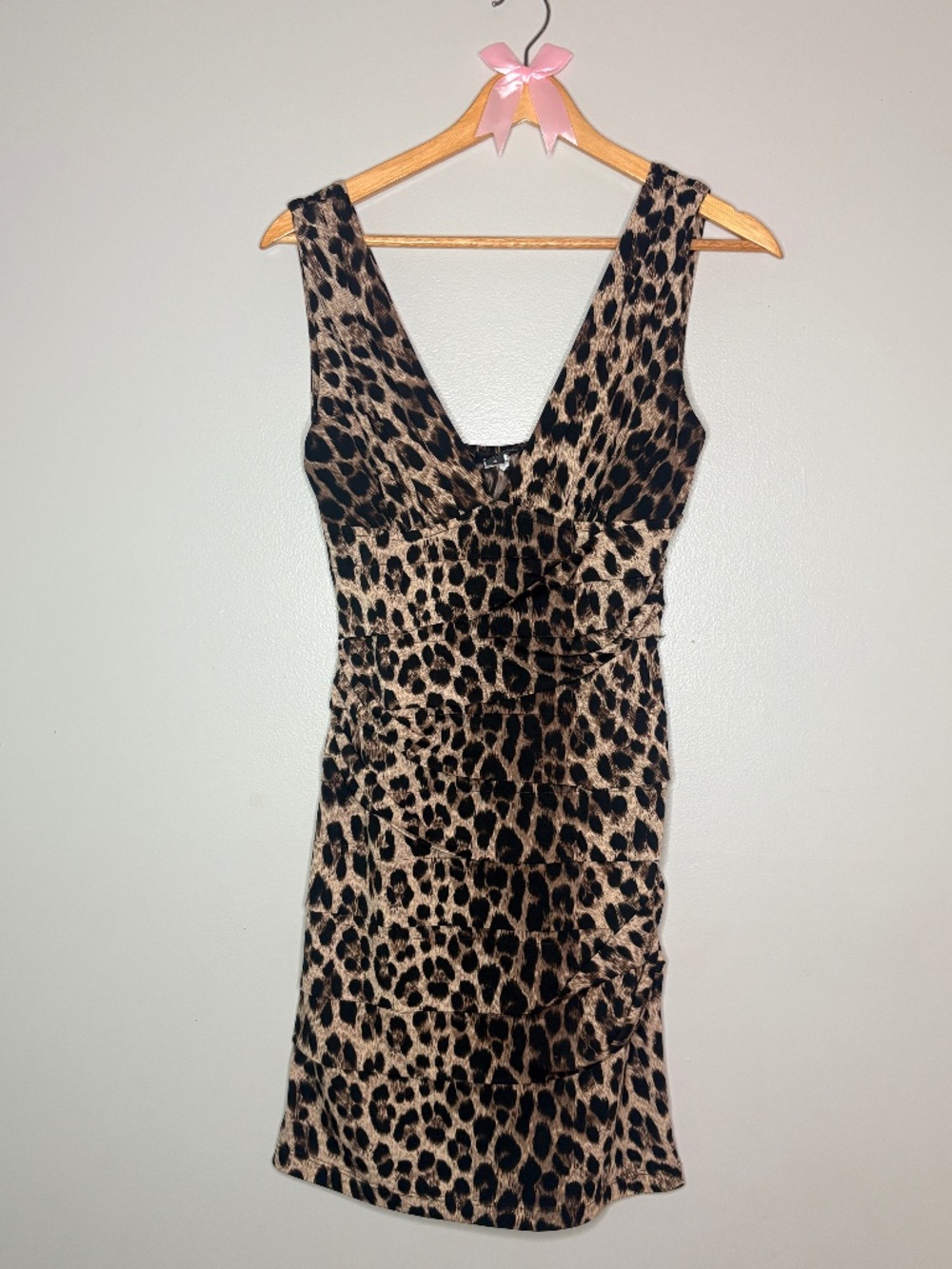 Leopard print mini dress size small V-neck and V-back
